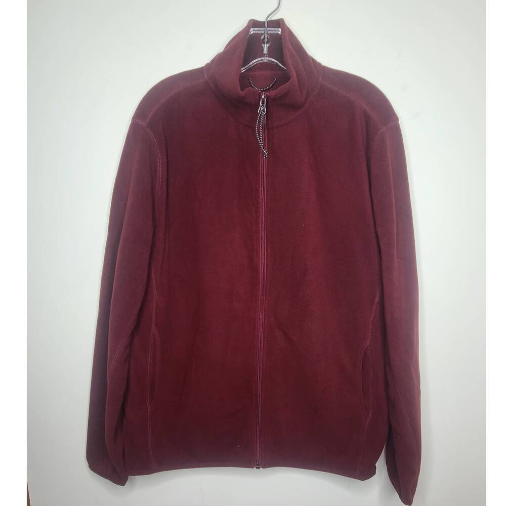 NWT St John's Bay burgundy red fleece zip jacket - small
